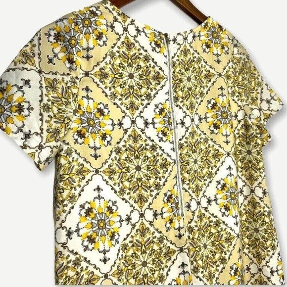 Lulus Yellow Dandy Lion Print Shift Dress Size Small Sheath‎ Medallion Zipper - Picture 10 of 11